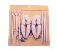 Dishwasher Safe Crab Cracker Tools Set Includes 2 Claw Crackers 3 Forks 3 Spoons for Crab Lobster and Hard Shelled Nut Preparation (pink)