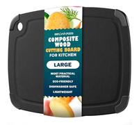 Dishwasher Safe Cutting Board, Large 14.5 x 11.25 Inch Composite Wood Chopping Surface with Juice Groove, Non Slip Feet, Lightweight Kitchen Countertop for Meat and Vegetables - Slate Black