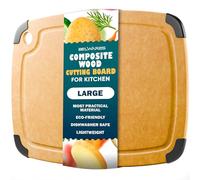 Dishwasher Safe Cutting Boards for Kitchen - Large Composite Wood Cutting Board with Non-Slip Feet & Juice Groove - Thin & Lightweight Eco-Friendly Chopping Board (14.5" 11.25", Natural)