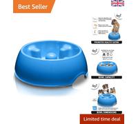 Dishwasher Safe Large Anti-Gulp Dog Bowl - 1.2L Blue, Ideal for All Breeds