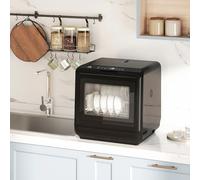 Dishwasher Table Top Compact Countertop with 5 Wash Programs, LED Display, Glass Door, Energy Efficient, Quiet Operation, Fruit & Utensil Cleaning for Small Kitchens & Homes (Black)