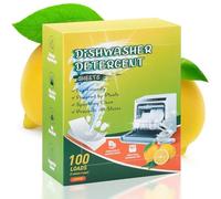 Dishwasher Tablets Pack of 100 - Biodegradable & Plastic-Free Dishwasher Sheets, Eco Friendly Zero Waste Pods, Compostable Detergent with Natural Lemon Fragrance