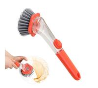Dishwashing Brush with Soap Dispenser, Ergonomic Scrubbing Brush with Handle, Dishwashing - for Cookers, Sink, Kitchen, Home, Dorm, Housekeeping, Cleaning