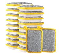 Dishwashing Scrubber Cloths - Twenty Count Premium Kitchen Cleaning Sponges, Double-Sided Absorbent Reusable Pads Brush Tool Set | Sink Dishwasher Residential Domestic Household Pan Bathroom Scouring