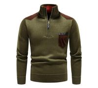 Disimlarl Autumn Winter Sweater Men Stand Collar Thickened Sweater Pullover Knitted Turtleneck Sweater Army GN M
