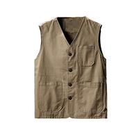 Disimlarl Mens Photographer Vest Male Mesh Big Pocket Gilet Jackets Khaki 8XL