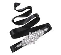 Disimlarl Women Bridal Wedding Belts Rhinestone Girdles Dress Accessories Bridesmaid Sequin Belt black ribbon