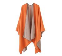 Disimlarl Women Cashmere Shawl Lady Double-Sided Cape Retro Cardigan Classic Simple Cloak Large Blanket 91-orange