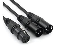 Disino XLR Splitter Cable, 1 Female to 2 Male Patch Microphone Cable XLR Y Splitter Cable Balanced Splitter Cord (3 Pin Male to 1 Female)- 10 Feet