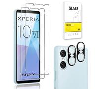 Dision [2 Pack] Screen Protector Compatible with Sony Xperia 10 VI +[2 Pack] Camera Lens Protector [HD Clear,Multiple Defense Technology] Tempered Glass