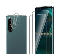 Dision [2 Pack] Screen Protector Compatible with Sony Xperia 5 III +[2 Pack] Camera Lens Protector [Easy Install,HD Clear,Multiple Defense Technology] Tempered Glass