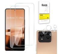 Dision Screen Protector Compatible with ASUS Zenfone 11 Ultra [2 Pack] +Camera Lens Protector [2 Pack] [HD Clear,Multiple Defense Technology] Tempered Glass