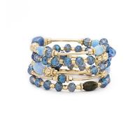 DiSiTino Boho Summer Beach Beads Bangle Bracelets for Women Bohemian Wrap Stackable Bracelets Crystal Gold Bead Set Handmade Bracelets Jewelry Gift, M, Stone Crystal Metal, no gemstone