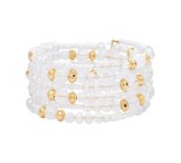 DiSiTino Boho Summer Beach Beads Bangle Bracelets for Women Bohemian Wrap Stackable Bracelets Crystal Gold Bead Set Handmade Bracelets Jewelry Gift, M, Stone Crystal Metal, no gemstone