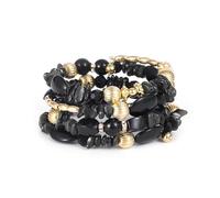 DiSiTino Boho Summer Beach Beads Bangle Bracelets for Women Bohemian Wrap Stackable Bracelets Crystal Gold Bead Set Handmade Bracelets Jewelry Gift, M, Stone Crystal Metal, no gemstone