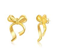 DiSiTino Bow Earrings for Women Gold Bow Earrings Gold Plated Stainless Steel Trendy Gold Bow Jewelry Gift, 1.38, Stainless Steel, No Gemstone