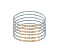 DiSiTino Gold Pearl Beaded Bracelets for Women Stackable Set, Elegant Delicate Paperclip Link Stretch Chain Summer Bracelet Dainty Trendy Gold Jewelry Birthday Gift, M, Stainless Steel, no gemstone
