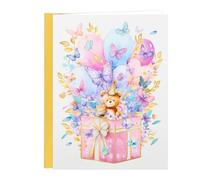 DISJOURNEY Daughter Birthday Cards - Happy Birthday Card with 3D Butterfly & Gold Foil - Teddy Bear Design - So Proud of You Greeting Card for Daughter from Mom and Dad 4.5" x 6"