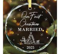 DISJOURNEY Engagement Ornaments for Couples 2025 - Glass Christmas Ornaments Christmas Tree Decorations Engagement Gifts for Women Men Newly Engaged