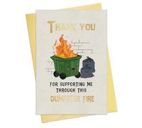DISJOURNEY Funny Thank You Cards for Him Her - Appreciation Card with Envelope - Support Card for Men Women Coworker Boss Teacher Friend Doctor - Thank You for Supporting Me Through This Dumpster Fire