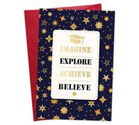DISJOURNEY Graduation Gifts for Her Him - 2025 Personalised Graduation Card - Congratulations Gifts Card with Envelope for Son Daughter Grandson Granddaughter - 'Imagine Explore Achieve Believe'