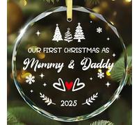 DISJOURNEY New Parents Ornaments 2025 - Family Glass Christmas Ornaments Christmas Tree Decorations Keepsake Gifts for First Time Moms Dads