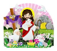 DISJOURNEY Religious Easter Pop Up Cards - He Is Risen Pop Up Easter Cards for Kids - Handmade Jesus Christian Greeting Card with Envelope for Friend Family Son Daughter Grandson Granddaughter