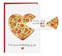 DISJOURNEY Valentines Day Card for Him Her - Pizza My Heart Funny Pun Pull out Love Card for Husband Wife Boyfriend Girlfriend - Anniversary, Birthday Card with Envelope & Sticker