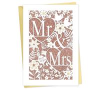 DISJOURNEY Wedding Card - Mr and Mrs Personalised Wedding Gifts Card - Laser Cut Greeting Cards with Envelope for Her Him Bride Groom New Couple