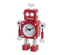 Diskary Robot Alarm Clock,Stainless Metal Non-Ticking Wake-up Clock with Flashing Eye Lights and Rotating Arm,Gift to Children (Red)