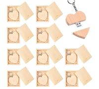 DISKIAPLUS 10-Pack Maple Wood USB Drives | Unique Heart Design in Wooden Presentation Box | 16GB/32GB/64GB/128GB | USB 3.0 High-Speed Memory Stick (32, GB)