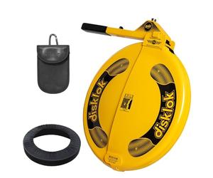 Disklok Gold Security Edition Combo Pack Car Steering Wheel Full Cover Anti- Angle Grinder Anti-Theft Lock Police Approved Inc. Cover & Small RFID Pouch (Yellow, Medium 39cm - 44cm)