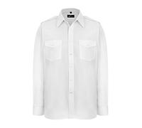 Disley P215 William Pilot Shirt Long Sleeve Polycotton, 15, White