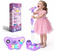 Dislocati Girls Toys Age 3-12, Karaoke Machine 2 Microphones with Adjustable Stand Birthday Gifts for Girls Microphone for Kids Toys Age 3 4 5 6 7 8 9 10 Year Old Girl Gifts