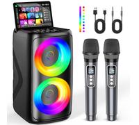 Dislocati Karaoke Machine, Portable Bluetooth Karaoke Machine 2 Microphones for Adults & Kids with Lights, Vocal Removal,PA System Supports USB/TF/AUX for Home Party Outdoor Birthday Gifts Girls