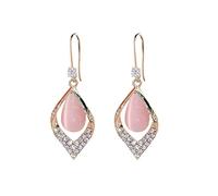 Dislsokrhov Rhinestone Earrings For Women Opal Temperament Earrings Exquisite Geometric Red Ear Personality Hooks Small Earrings Wedding Women Accessories Jewelry (One Size)