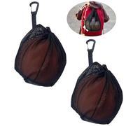 Disnace 2 Pieces Single Basketball Bag, Mesh Ball Bags for Football with Buckle Clip, Football Bag for Balls with Clip, Drawstring Sport Equipment Storage Net Bags for Basketball Volleyball Soccer
