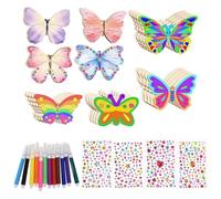 Disnace 24 PCS Unfinished Wooden Butterfly Crafts, Butterfly Shaped Wood Craft Wooden Painting Decoration, Blank Butterfly Shapes for DIY Painting, Kids Crafts, Tags, and Home Decor, 8 Styles