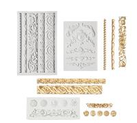 Disnace 3 Pieces Baroque Style Silicone Mold, Marvelous Silicone Fondant Molds Clay Lace Mold, Intaglio Curlicues Molds Easy Release for DIY Cake Decoration Baking Candy Clay Craft