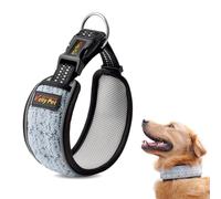 Disnace Dog Collar, Reflective Dog Collars, Breathable Reflective Dogs Collars, Adjustable Comfort Pet Collar, Upgraded Extra Wide for Small Medium Dogs, Grey, Size L (46-66 KG)
