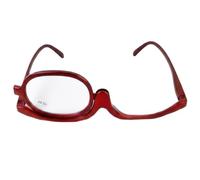 Disnace Makeup Glasses, Rotating Single Lenses Makeup Glasses, Portable Flip Down Cosmetic Glasses for Women, Makeup Essential Tool (Red, 2, x)