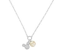 Disney 100 Girls Mickey Mouse Silver & Yellow Gold Plated Sterling Silver Pendant with Cubic Zirconia Stones