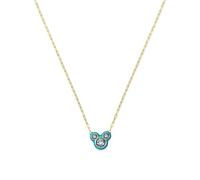 Disney 100 Girls Minnie Mouse Silver & Yellow Gold Plated Sterling Silver Cubic Zirconia & Blue Enamel Necklace