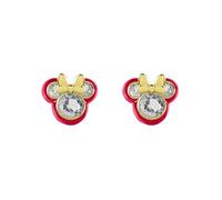 Disney 100 Minnie Mouse Silver & Yellow Gold Plated Cubic Zirconia & Pink Enamel Studs