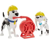 Disney 101 Dalmatian Street, Firehouse Fun 2-Pack, Dolly & Dad Dog Figures (3-In) with 2 Helmets and Firehose Accessories