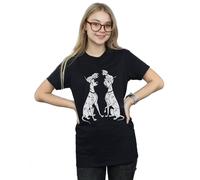 Disney Women's 101 Dalmatians Family Cotton Boyfriend T-Shirt in Black | Size: Large Disney Black L