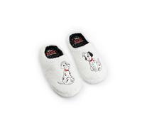 Disney 101 Dalmatians Women's White Mule Slippers | Fluffy Indoor Lounging Footwear | Comfortable Slippers Featuring Iconic Characters | Perfect for Relaxing at Home Merch - 7-8 UK