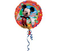 Disney 1405501 18" Clubhouse Happy Birthday Mickey Mouse Foil Balloon-1 PC, Orange, No Size
