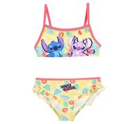 Disney 2 Piece Stitch and Angel Swimsuit for Girls, Tropical Bikini with Floral Print, yellow, 3 Years