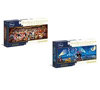 Disney 2 x 1000 piece Panorama Jigsaws Mickey & Minnie Mouse - Double Pack, each 98x33cm / 38x13